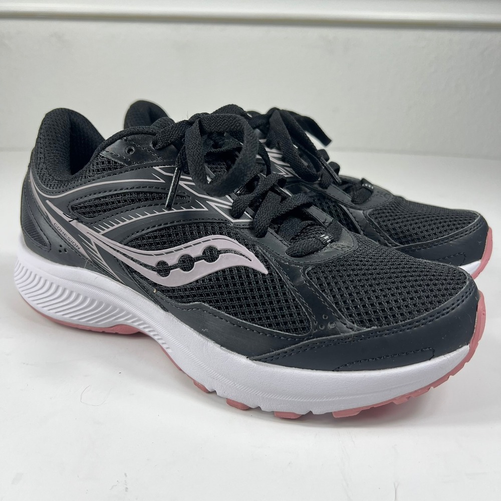 Saucony Cohesion 14 Running Shoes Versarun‎ Mesh Black Pink Womens 7.5 S10629-1